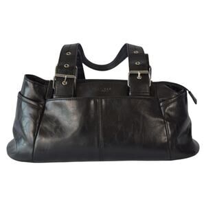 Kenneth Cole Reaction Black Faux Leather Shoulder Bag Y2K Style